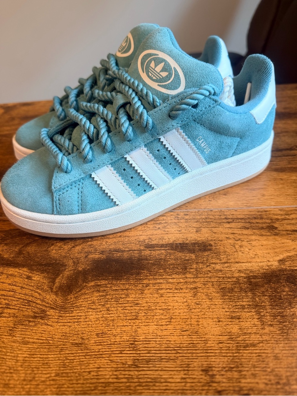 adidas Campus Suede Sneakers in Teal Blue and White 6W